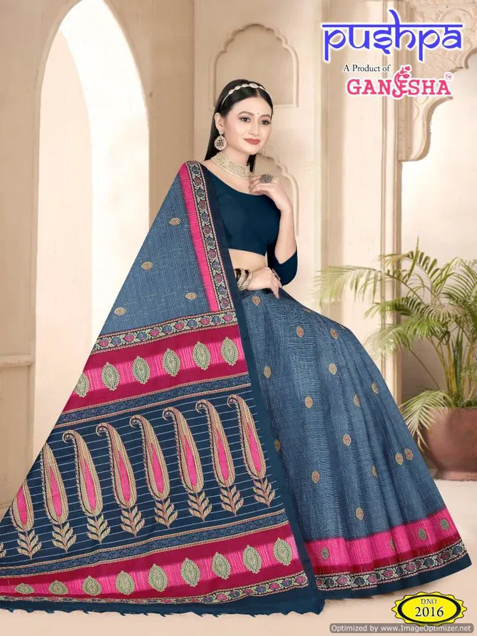 Pushpa Vol 2 By Ganesha Heavy Cotton Printed Daily Wear Sarees Suppliers In India